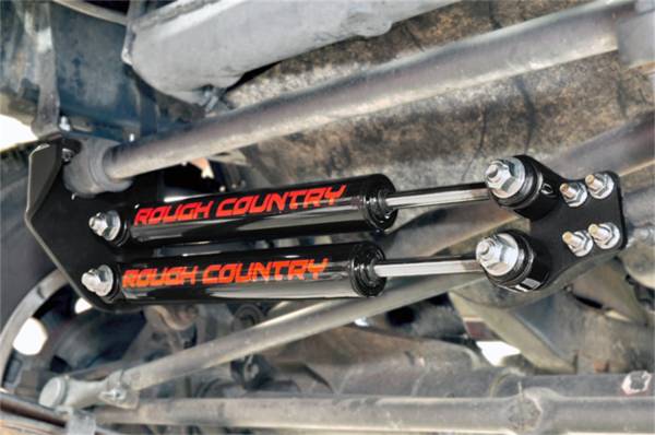 Rough Country - Rough Country Dual Steering Stabilizer Kit Front For 4-6.5 in. Lift Incl. 2-Black Series Hydraulic Shocks Bracketry Hardware - 87307 - Image 1