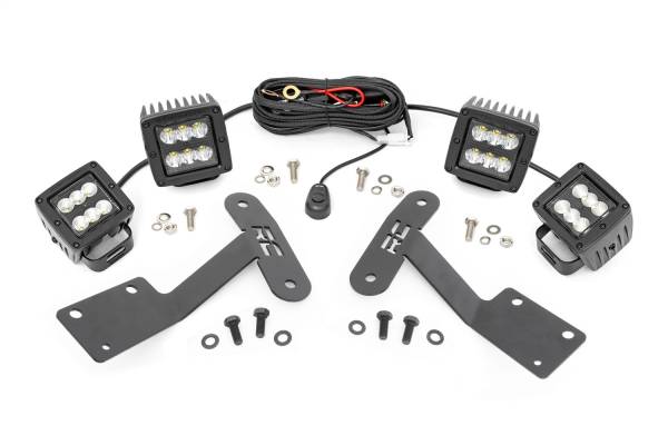 Rough Country - Rough Country LED Lower Windshield Ditch Kit 2 in. IP67 Waterproof Rating Aluminum Blacks Series Spot And Flood Pattern Combo - 70866 - Image 1