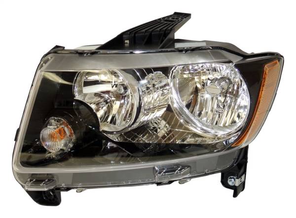 Crown Automotive Jeep Replacement - Crown Automotive Jeep Replacement Head Light Left w/Halogen Bulbs w/Black Bezels Includes Bulbs  -  68171215AB - Image 1