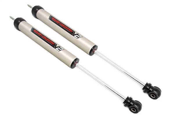 Rough Country - Rough Country V2 Monotube Shocks Front 7.5-8 in. Nitrogen Charged Monotube Design T6061 Brushed Aluminum Body 36kN Tensile Strength Pair - 760757_G - Image 1