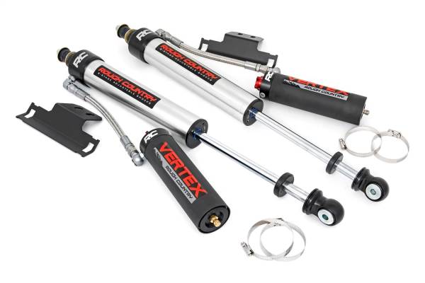 Rough Country - Rough Country Adjustable Vertex Shocks Rear 6 in. Collapsed Length 16.85 in. Extended Length 27.55 in. 2.5 in Piston Zinc Plate Finish Double Clear Coat - 699014 - Image 1