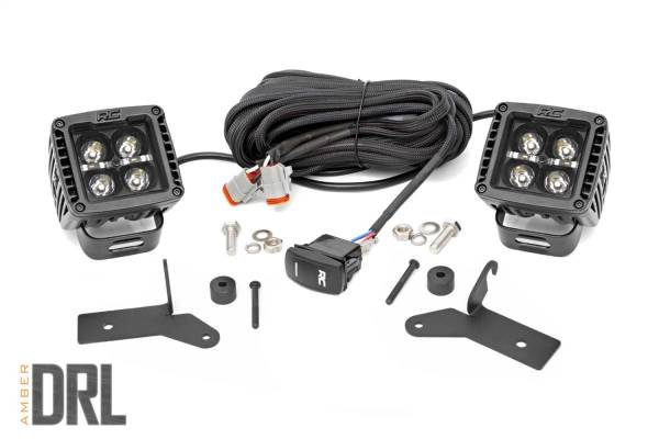 Rough Country - Rough Country LED Lower Windshield Kit 2 in. Black w/Amber DRL - 70052DRLA - Image 1