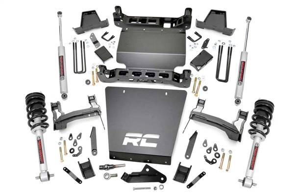 Rough Country - Rough Country Suspension Lift Kit 7 in. Upper Strut Spacers Skid Plate Front/Rear Cross Members Sway Bar Drop Brackets Fabricated Anti-Wrap Lift Blocks Includes N3 Shocks - 29833 - Image 1