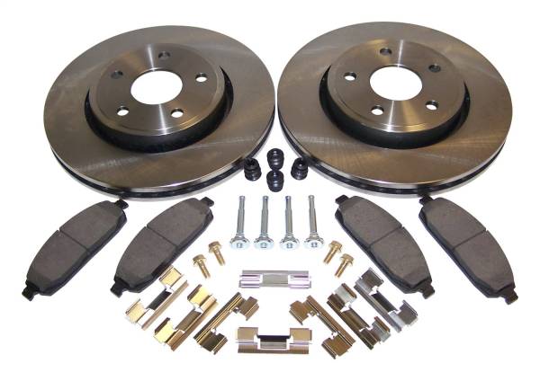 Crown Automotive Jeep Replacement - Crown Automotive Jeep Replacement Disc Brake Service Kit Front Incl. 2 Drilled And Slotted Rotors/Pad Set/All Hardware  -  52089269K - Image 1