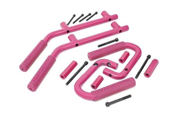 Rough Country - Rough Country Grab Handle Front and Rear Solid Steel Pink Set - 6503PINK - Image 1