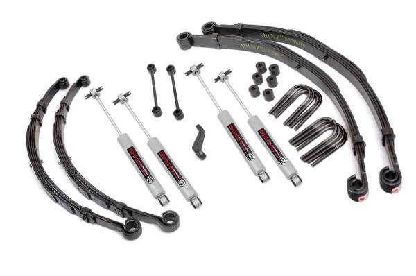 Rough Country - Rough Country Suspension Lift Kit w/Shocks 4 in. Lift Incl. Leaf Springs Pitman Arm Transfer Case Drop Kit Swaybar Links U-Bolts Hardware Front and Rear Premium N3 Shocks - 67530 - Image 1