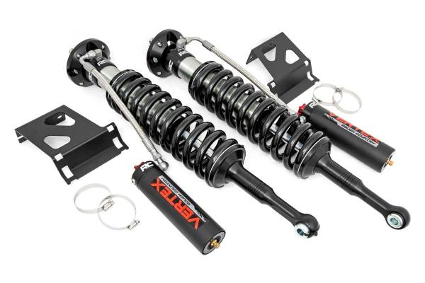 Rough Country - Rough Country Adjustable Vertex Coilovers Front 6 in. Collapsed Length 21.69 in. Extended Length 27.12 in. 2.5 in Piston Zinc Plate Finish Double Clear Coat - 689014 - Image 1