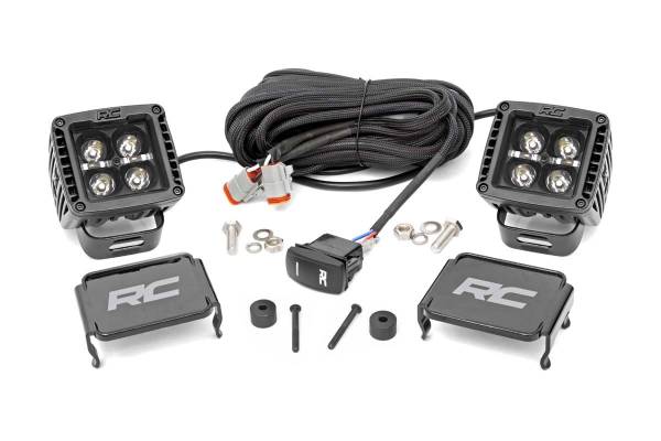 Rough Country - Rough Country Black Series LED Fog Light Kit Incl. Two-2 in. Lights 2880 Lumens 36 Watts Spot Beam IP67 Rating Amber DRL - 70060 - Image 1