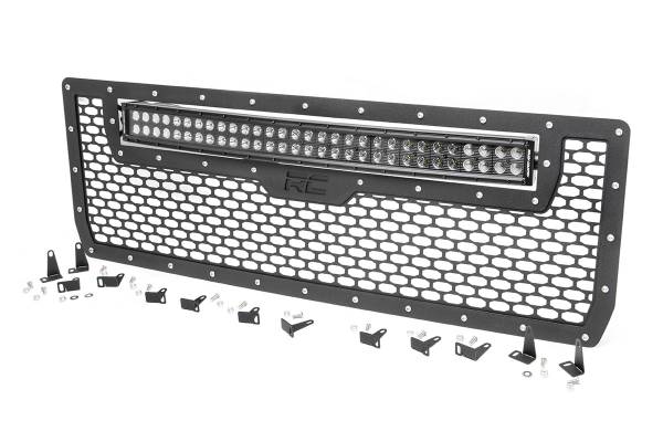 Rough Country - Rough Country Laser-Cut Mesh Replacement Grille Incl. 30 in. Black Series Dual Row Led Light Bar Grille Brackets Installation Hardware Black Powdercoat - 70190 - Image 1