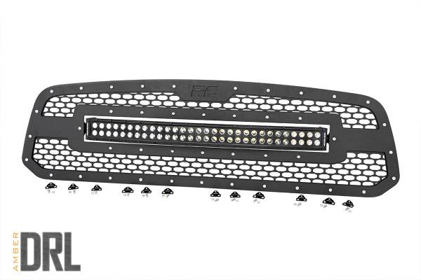 Rough Country - Rough Country Mesh Grille w/LED 30 in. Dual Row Black Series LED w/Amber DRL - 70199BDA - Image 1