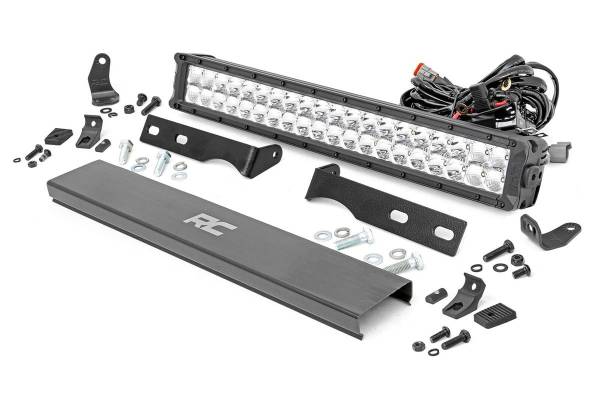 Rough Country - Rough Country Hidden Bumper Chrome Series LED Light Bar Kit 20 in. Dual Row Light Bar [4] 3W High Intensity Cree LEDs 9600 Lumens 120W [20] 3 W Amber DRL Incl. Brkts. Light Cover - 70776 - Image 1