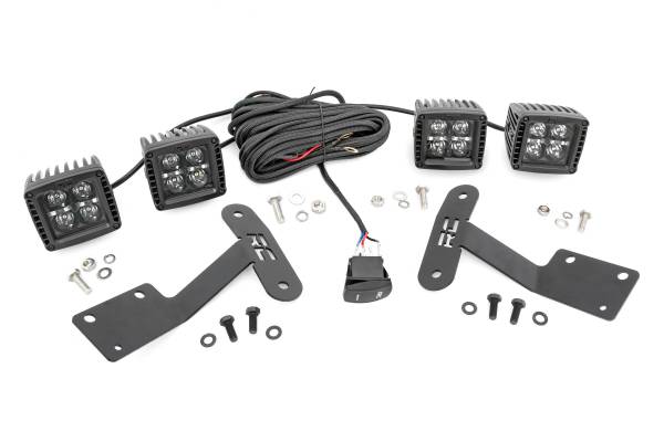Rough Country - Rough Country LED Lower Windshield Ditch Kit 2 in. IP67 Waterproof Rating Aluminum Black Series w/Cool White DRL - 70837 - Image 1