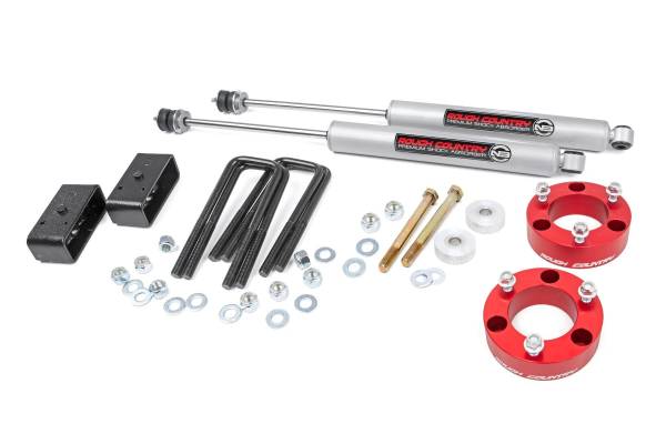 Rough Country - Rough Country Suspension Lift Kit 3 in. Red Incl. Strut Spacers Diff Spacers Lift Blocks U-Bolts Hardware - 74530RED - Image 1