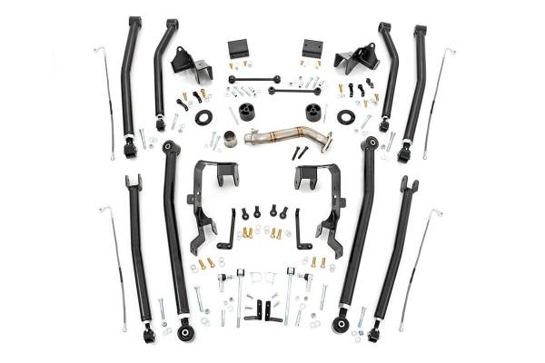 Rough Country - Rough Country Control Arm Upgrade Kit 4 in. Front/Rear/Upper/Lower Adjustable Flex Joints w/Cleveite Rubber Bushings Durable Heavy Wall DOM Tubing 1/4in Thick Tensile Strength Plate Steel - 78600U - Image 1