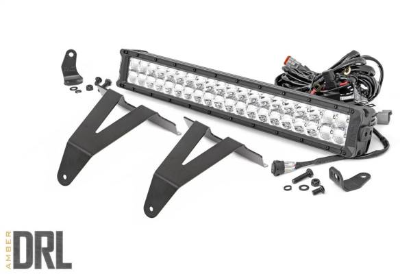 Rough Country - Rough Country Hidden Bumper Chrome Series LED Light Bar Kit 20 in. Dual Row Light Bar [4] 3W High Intensity Cree LEDs 9600 Lumens 120W [20] 3 W Amber DRL Incl. Brkts. Light Cover - 70781 - Image 1