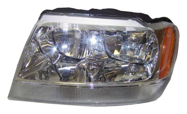 Crown Automotive Jeep Replacement - Crown Automotive Jeep Replacement Head Light Assembly Left For Use w/ 2001-2004 Jeep WG Europe Grand Cherokee w/LHD w/o Leveling System Incl. Bulbs And Harness  -  55155577AE - Image 1