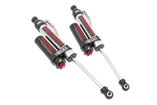 Rough Country - Rough Country Adjustable Vertex Shocks Rear 6 in. Collapsed Length 17.75 in. Extended Length 29.33 in. 2.5 in Piston Zinc Plate Finish Double Clear Coat - 699021 - Image 1