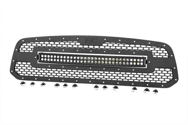 Rough Country - Rough Country Laser-Cut Mesh Replacement Grille Incl. 30 in. Black Series Dual Row Led Light Bar Grille Brackets Installation Hardware Black Powdercoat - 70199 - Image 1
