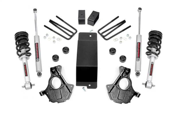 Rough Country - Rough Country Suspension Lift Knuckle Kit w/Shocks 3.5 in. Lift Incl. N2.0 Struts Knuckles Diff Drop Spacer/Skid Plate Blocks U-Bolts Hardware Rear Premium N3 Shocks - 12432 - Image 1