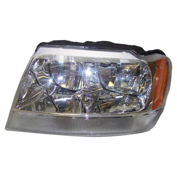 Crown Automotive Jeep Replacement - Crown Automotive Jeep Replacement Head Light Assembly Left For Use w/ 2001-2004 Jeep WG Europe Grand Cherokee w/LHD w/o Leveling System Incl. Bulbs And Harness  -  55155577AE - Image 1