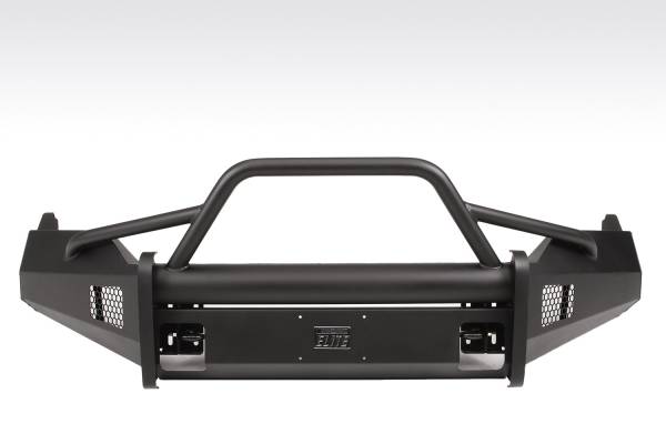Fab Fours - Fab Fours Elite Front Bumper 2 Stage Black Powder Coated w/Pre-Runner Grill Guard And Tow Hooks - DR13-R2962-1 - Image 1