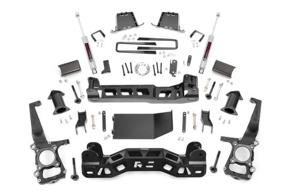 Rough Country - Rough Country Suspension Lift Kit 4 in. Lifted Knuckles Sway-Bar Brake Line Brackets 1/4 in. Thick Plate Steel Front/Rear Cross Member Fabricated Rear Blocks Includes N3 Series Shocks - 57430 - Image 1