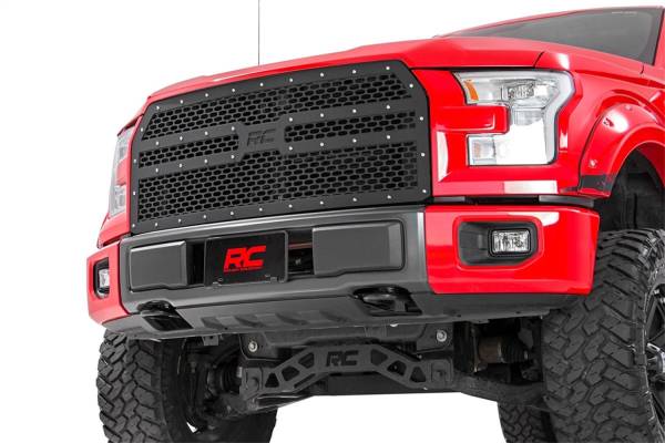 Rough Country - Rough Country Laser-Cut Mesh Replacement Grille Black Powdercoat Incl. Inner/Outer Grilles Brackets Installation Hardware Black Powdercoat - 70191 - Image 1