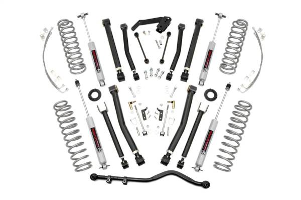 Rough Country - Rough Country Suspension Lift Kit 4 in. Lifted Coil Springs Coil Correction Plates N3 Series Shocks 18 mm. Spring Loaded Piston Rod 36kN Tensile Strength Metallic Silver Paint X Series - 67430 - Image 1