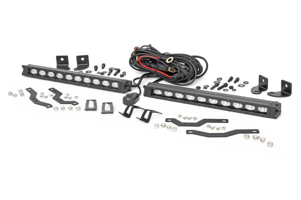 Rough Country - Rough Country LED Grille Kit Dual 10 in. Die Cast Aluminum Housing 4800 Lumens Of Lighting Power IP67 Waterproof Rating Black Series - 70808 - Image 1