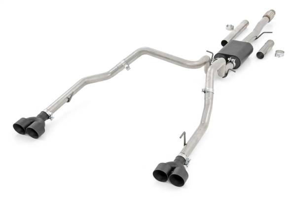 Rough Country - Rough Country Exhaust System Dual Cat-Back Black Tips Stainless Includes Installation Instructions - 96011 - Image 1