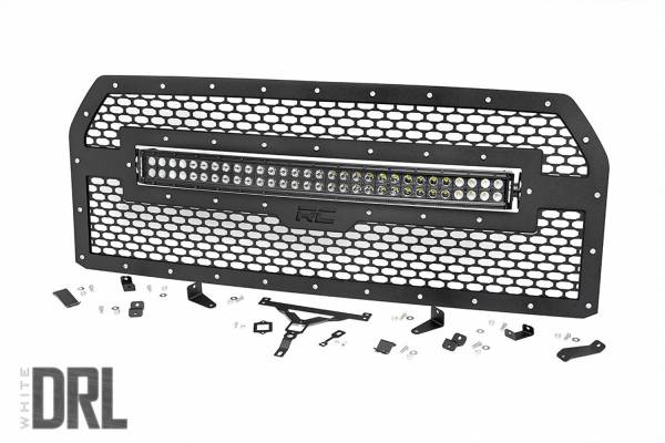 Rough Country - Rough Country Mesh Grille w/LED 30 in. Dual Row Black Series LED w/Cool White DRL - 70193DRL - Image 1