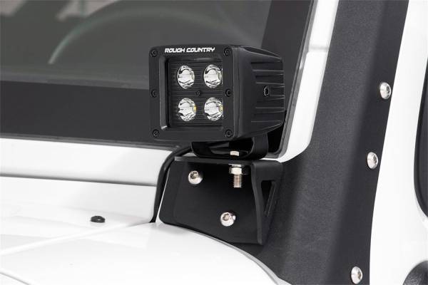 Rough Country - Rough Country LED Windshield Light Mounts Lower For Cree 2 in. Square LED Lights 4 in. Round LED Lights - 70044 - Image 1