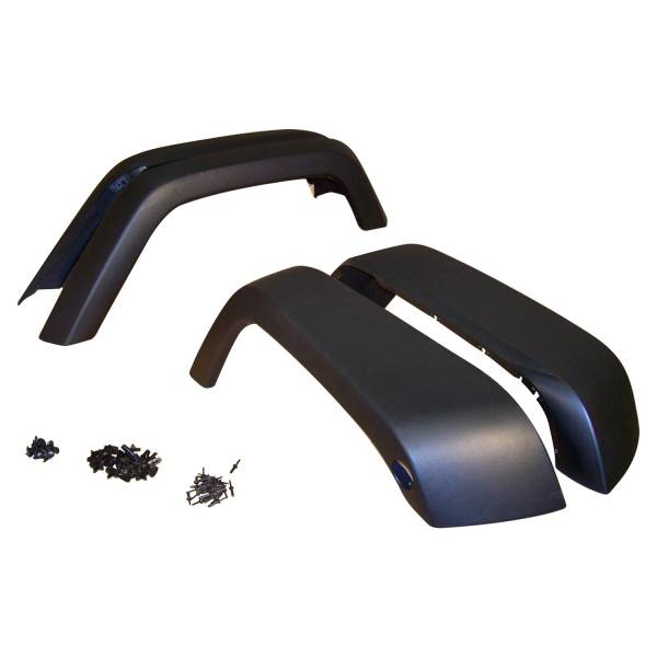 Crown Automotive Jeep Replacement - Crown Automotive Jeep Replacement Fender Flare Kit Incl. 4 Black Textured Flares/Retainers/Rivets  -  5KFK - Image 1