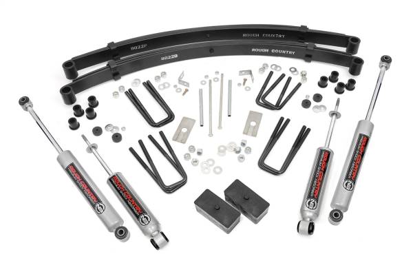 Rough Country - Rough Country Suspension Lift Kit w/Shocks 4 in. Lift Incl. Leaf Springs U-Bolts Blocks Hardware Front and Rear Premium N3 Shocks - 705N3 - Image 1