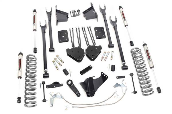 Rough Country - Rough Country Suspension Lift Kit 8 in. 4 Link w/V2 Shocks Lifted Coil Springs Upper / Lower Control Arms Brackets Extended Sway-Bar Links Pitman Arm Bumpstop Spacers w/Hardware - 59270 - Image 1