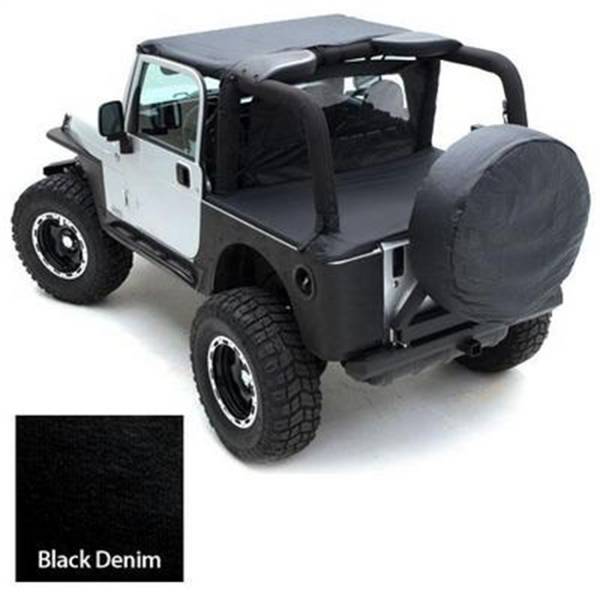 Smittybilt - Smittybilt Outback Standard Bikini Top Black Denim No Drill Installation Requires PN[90101] If Vehicle Does Not Have Windshield Channel - 92815 - Image 1