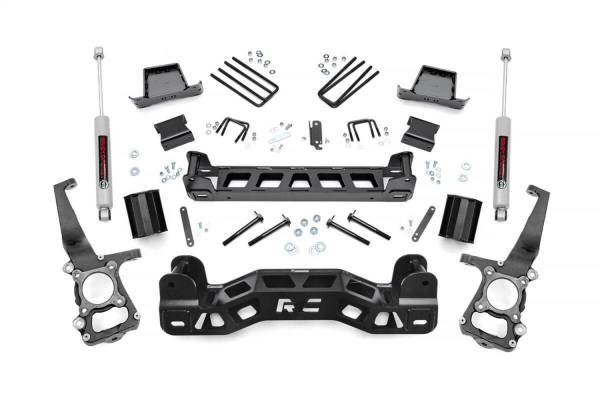 Rough Country - Rough Country Suspension Lift Kit 6 in. Set Of Durable Lifted Knuckles And Strut Spacers 1/4 in. Thick Plate Steel Front Rear Cross Member Premiere Off Road Shock Absorbers - 57330 - Image 1