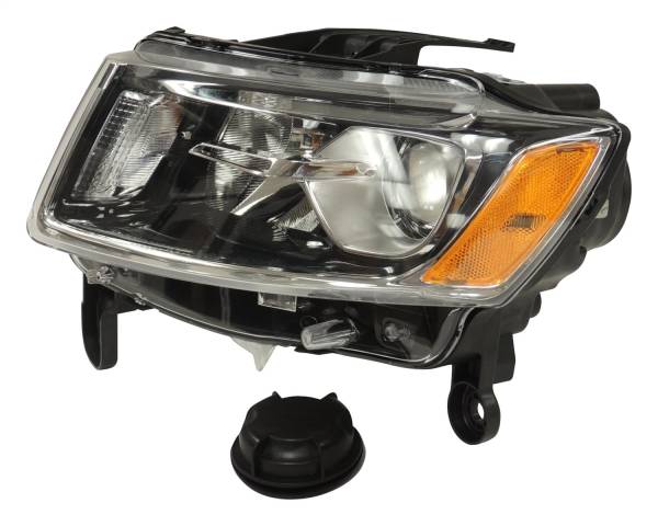 Crown Automotive Jeep Replacement - Crown Automotive Jeep Replacement Head Light Left w/ Halogen Lamps w/ Silver Bezels  -  68110997AD - Image 1