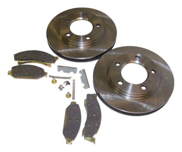 Crown Automotive Jeep Replacement - Crown Automotive Jeep Replacement Disc Brake Service Kit Front w/6 Bolt Caliper Plate Kit Includes Pads/Rotors/Springs/Keys/Clips/Screws  -  5356183RK - Image 1