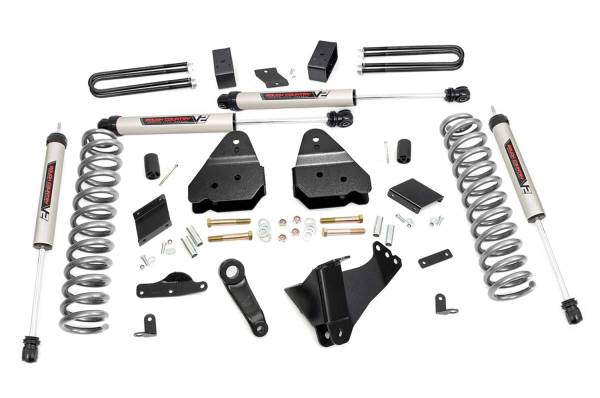 Rough Country - Rough Country Suspension Lift Kit 4.5 in. w/V2 Monotube Shocks Lifted Coil Springs Pitman Arm Brackets Bumpstop Spacers Fabricated Lift Blocks U-Bolts Hardware - 56370 - Image 1