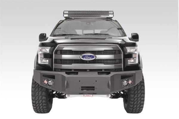 Fab Fours - Fab Fours Premium Heavy Duty Winch Front Bumper 2 Stage Black Powder Coated w/o Grill Guard Incl. 1 in. D-Ring Mounts/Light Cut-Outs w/Hella 90mm Fog Lamps And 60mm Turn Signals - FF15-H3251-1 - Image 1