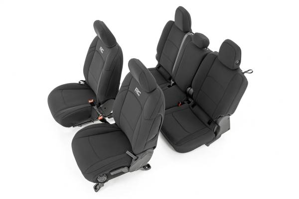 Rough Country - Rough Country Seat Cover Set Neoprene w/Rear Cup Holder Black - 91038 - Image 1