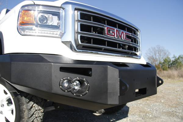 Fab Fours - Fab Fours Premium Winch Front Bumper Uncoated/Paintable w/o Grill Guard Incl. 90mm Fog Lamps/60mm Turn Lights D-Ring Mounts [AWSL] - GS14-H3151-B - Image 1