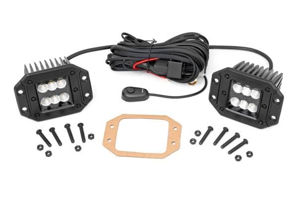 Rough Country - Rough Country Cree LED Lights 2 in. Black Series Die Cast Aluminum Housing 2880 Lumens Of Lighting Power IP67 Waterproof Rating Black Panel Design Pair Flush Mount - 70113BL - Image 1