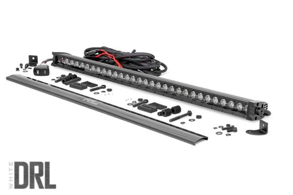 Rough Country - Rough Country LED Light Bar Length 32.18 in. Depth 3.12 in. Height 1.6 in. Die Cast Aluminum Housing Black Series w/ Cool White DRL Black Panel Design 12000 Lumens Of Lighting Power - 70730BLDRL - Image 1