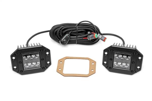 Rough Country - Rough Country Cree Black Series LED Light Two-2 in. Square Lights 2880 Lumens 36 Watts Spot Beam IP67 Rating Flush Mount Incl. Wire Harness Switch - 70803BL - Image 1