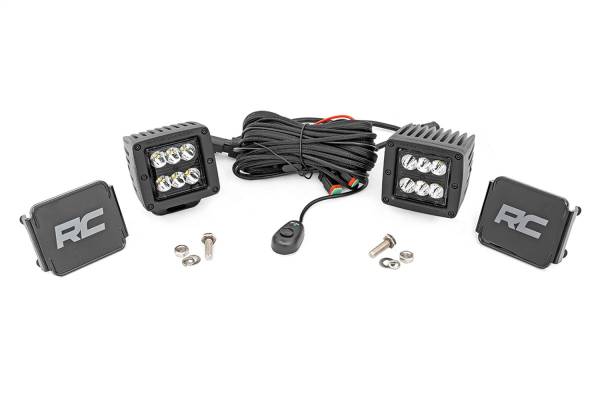 Rough Country - Rough Country Cree Black Series LED Light Two-2 in. Square Lights 2880 Lumens 36 Watts Spot Beam IP67 Rating Incl. Wire Harness Switch - 70903BL - Image 1