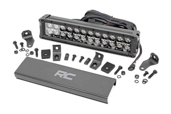 Rough Country - Rough Country Cree Black Series LED Light Bar 12 in. Dual Row 10800 Lumens 120 Watts Spot/Flood Beam IP67 Rating Incl. Wire Harness Switch Cool White DRL - 70912BD - Image 1