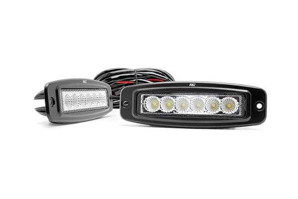 Rough Country - Rough Country Cree Chrome Series LED Light Bar Two-6 in. Light Bars Flush Mount 2880 Lumens 36 Watts Flood Beam IP67 Rating Incl. Wire Harness Switch - 70916 - Image 1