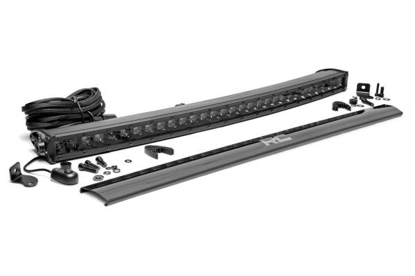 Rough Country - Rough Country Cree Black Series LED Light Bar 30 in. Single Row Curved 12000 Lumens 150 Watts Spot Beam IP67 Rating Incl. Wire Harness Switch - 72730BL - Image 1